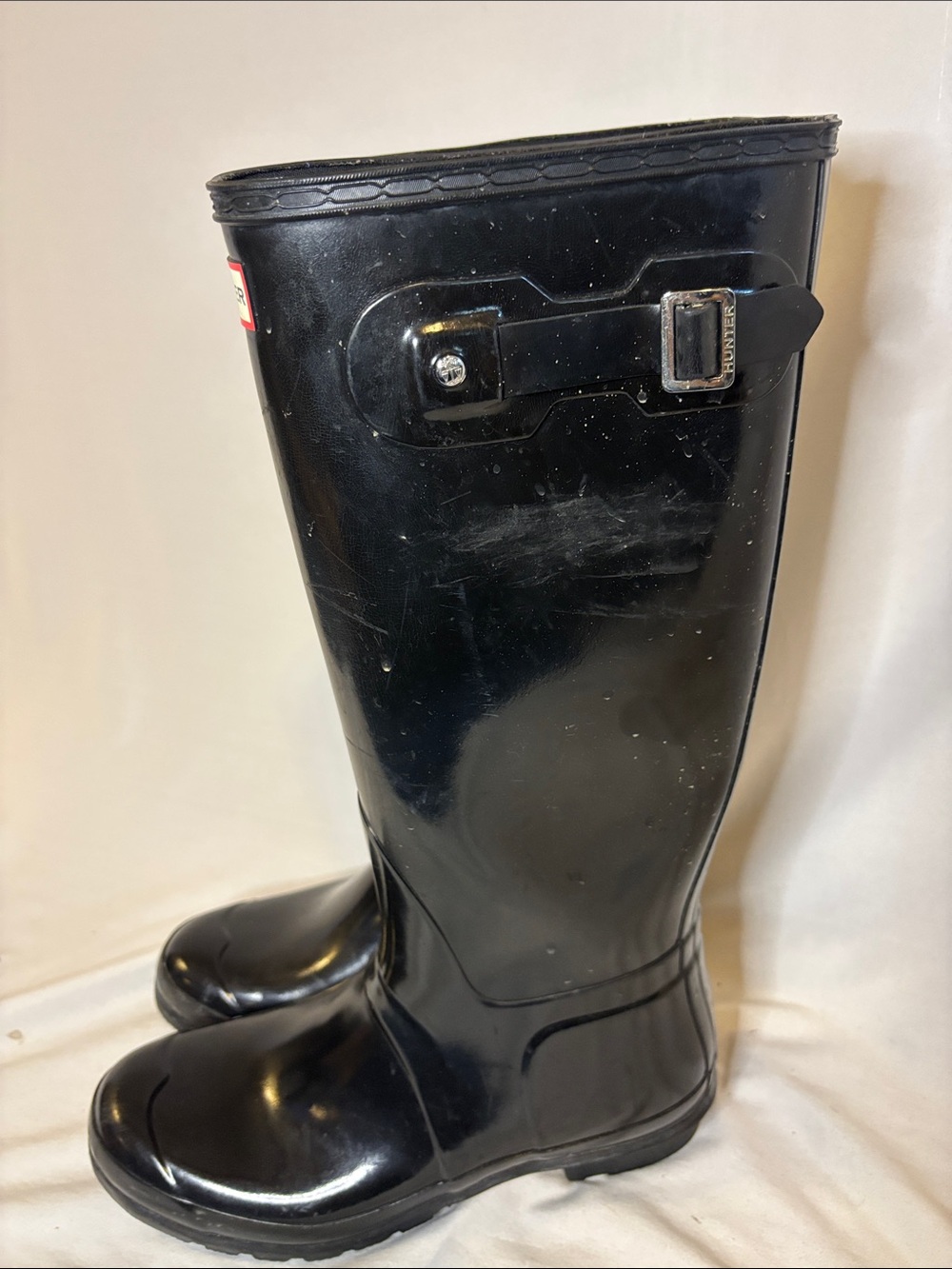 Hunter Women's Original Tall Gloss boots black women's 11 - Picture 2 of 6